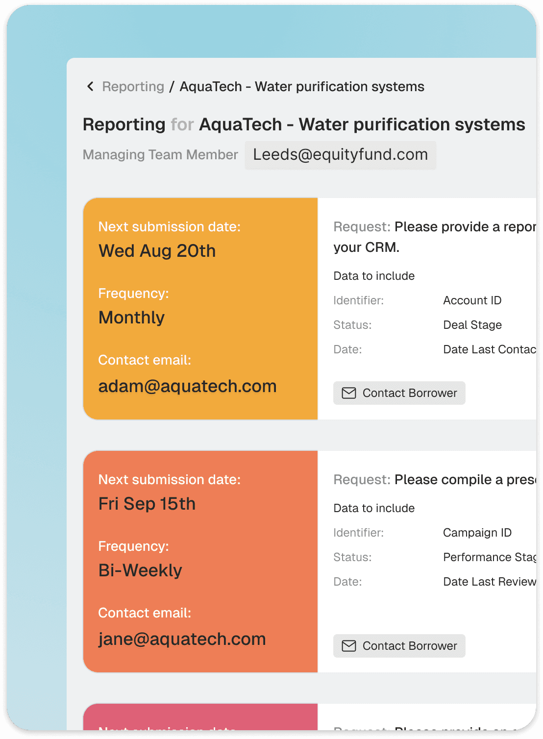 Simplified reporting mock
